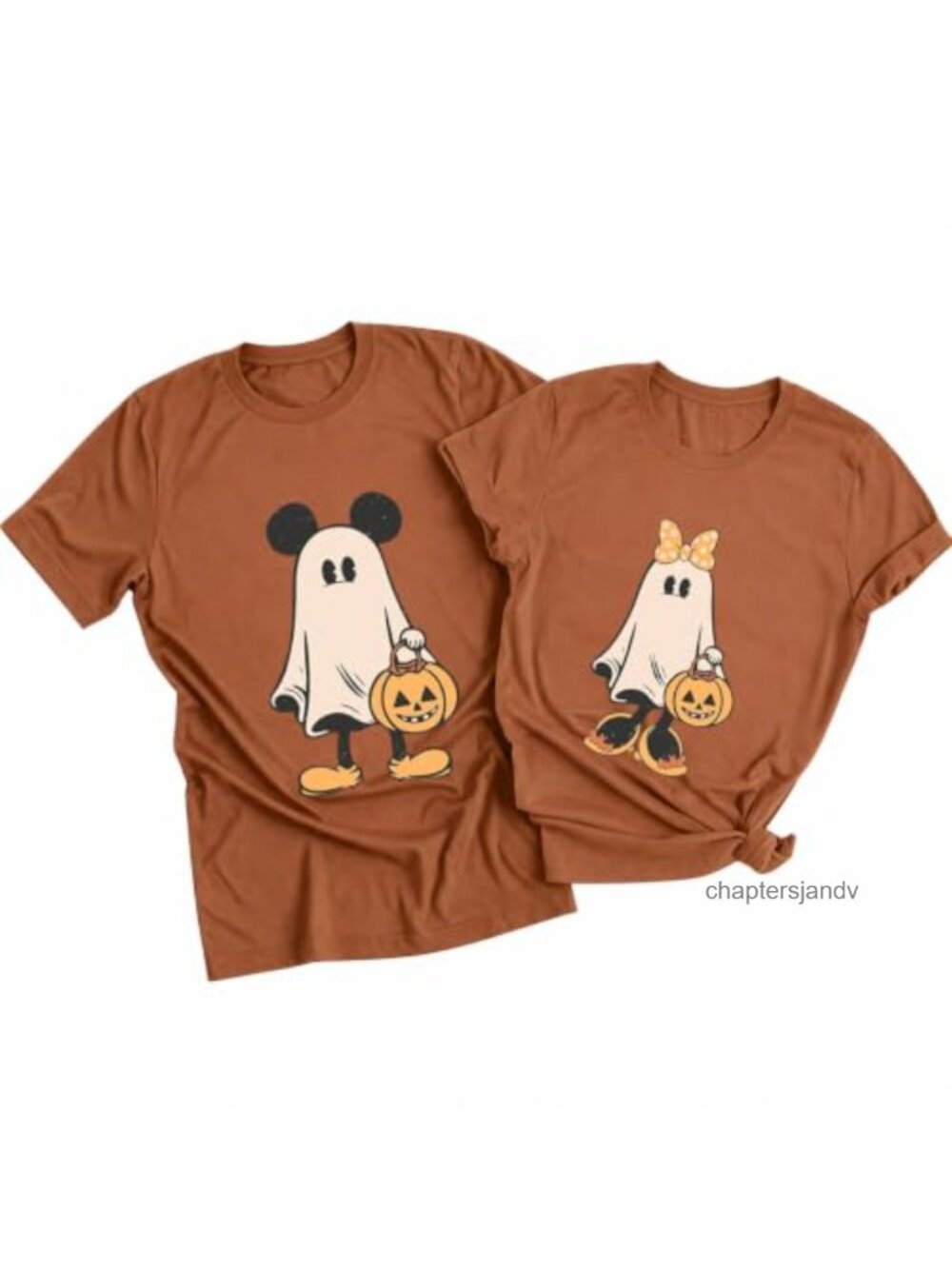 Halloween Ghost Pumpkin Graphic Tee Relaxed Crew Neck Short Sleeve T-Shirt